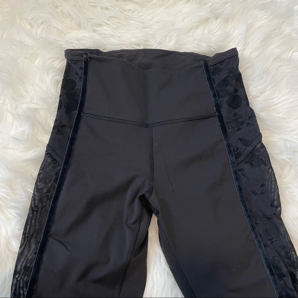 lululemon athletica Crop Leggings Floral Mesh Black